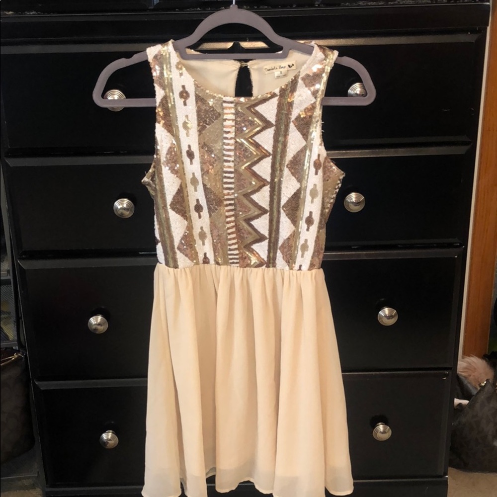 Tan and gold dress
